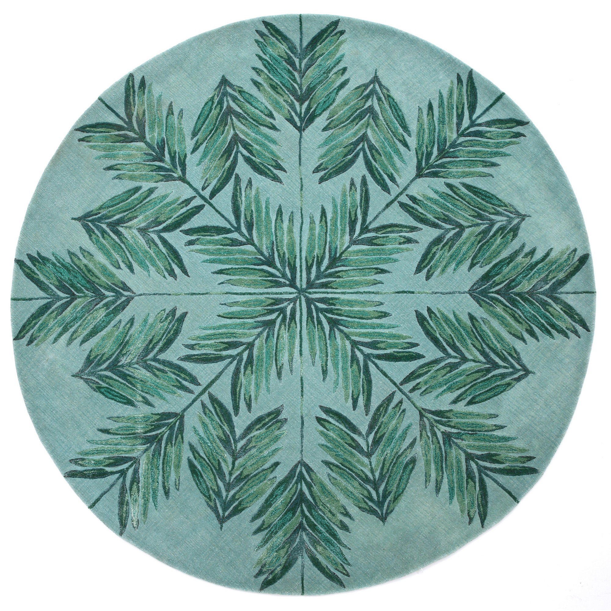 Cross My Palms Circle Rugs By Designer Matthew Williamson In Green